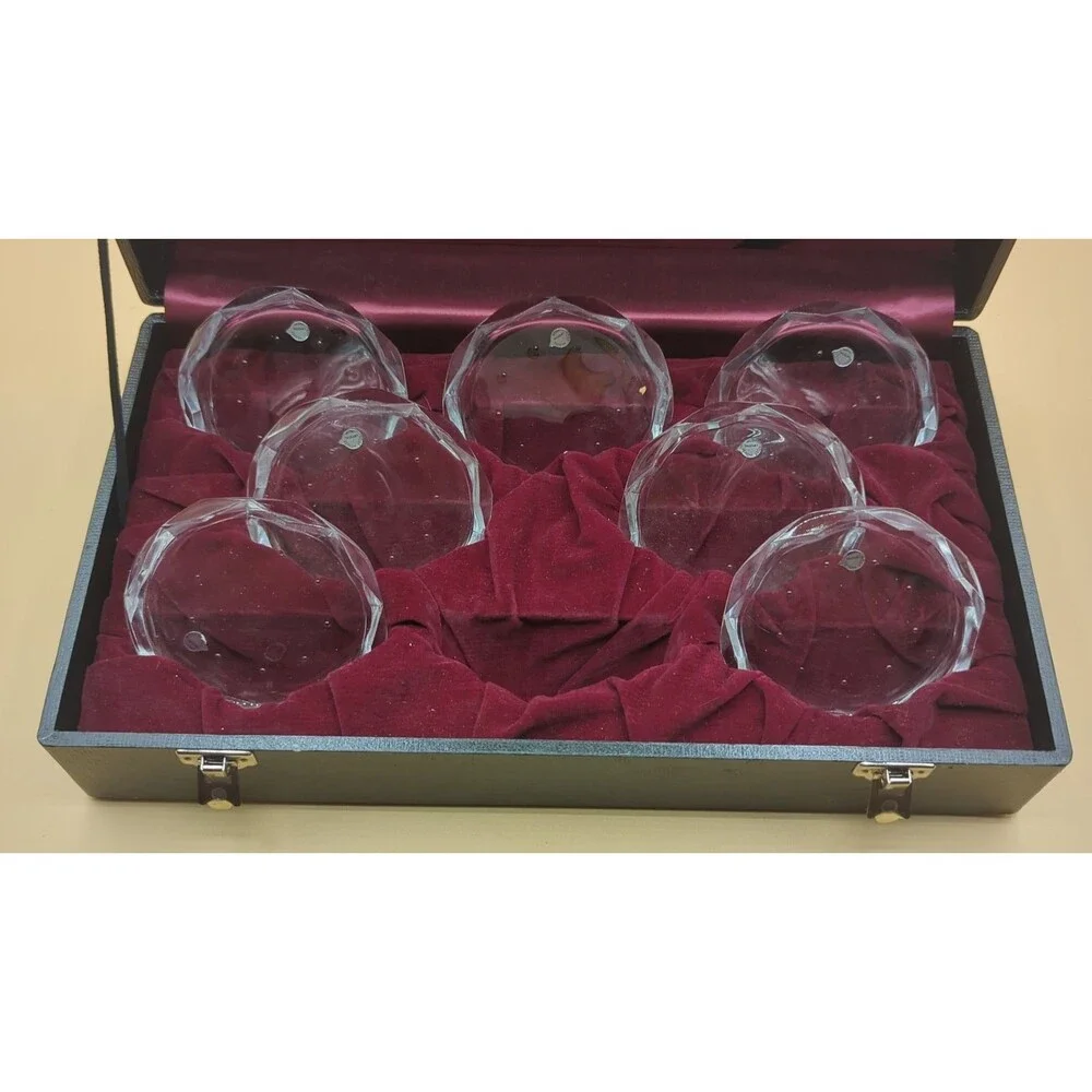 Vtg Post House Japan Crystal Coasters (7) In Case MCM
